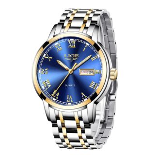 OLEVS Watch for Men Diamond Business Dress Analog Quartz Stainless Steel Waterproof Luminous Date Two Tone Luxury Casual Wrist Watch