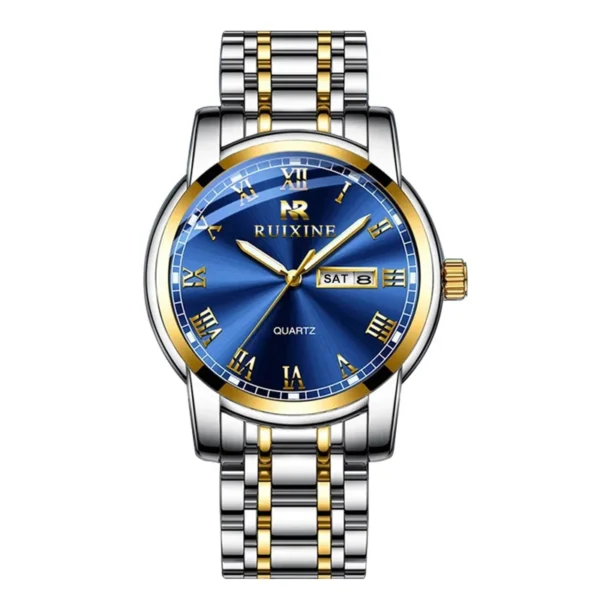OLEVS Watch for Men Diamond Business Dress Analog Quartz Stainless Steel Waterproof Luminous Date Two Tone Luxury Casual Wrist Watch - Image 5