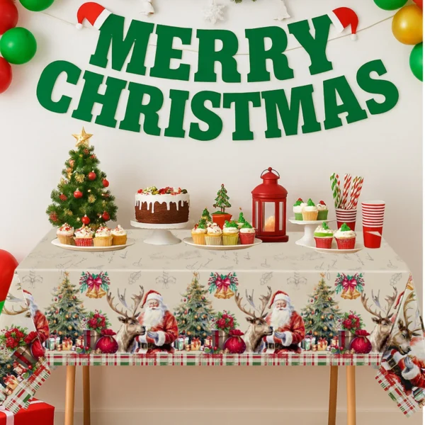 Christmas Santa Claus Tablecloth Merry Christmas Decorations For Home 2025 Navidad Noel Xmas Table Cover Happy New Year Gifts - Image 6