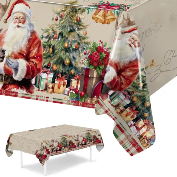 Christmas Santa Claus Tablecloth Merry Christmas Decorations For Home 2025 Navidad Noel Xmas Table Cover Happy New Year Gifts - Image 3